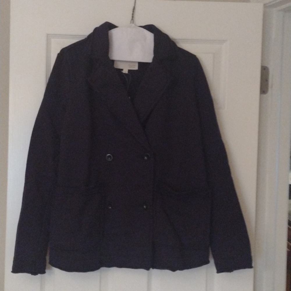 Anthropologie Navy Double-Breasted Pea Coat Jacket